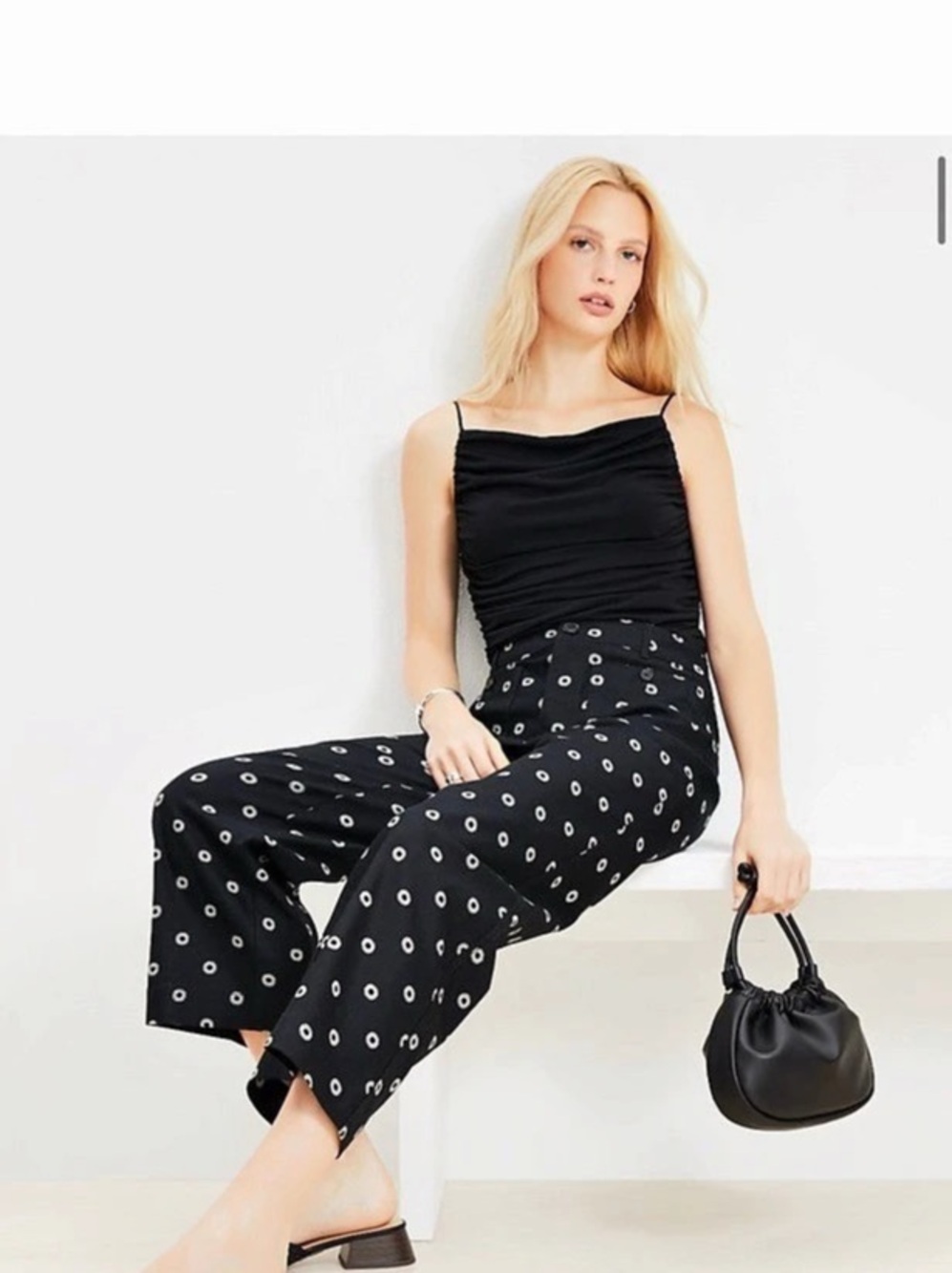 LOFT Palmer Wide Leg Crop Pants in Dotted Twill Size 6 NWT